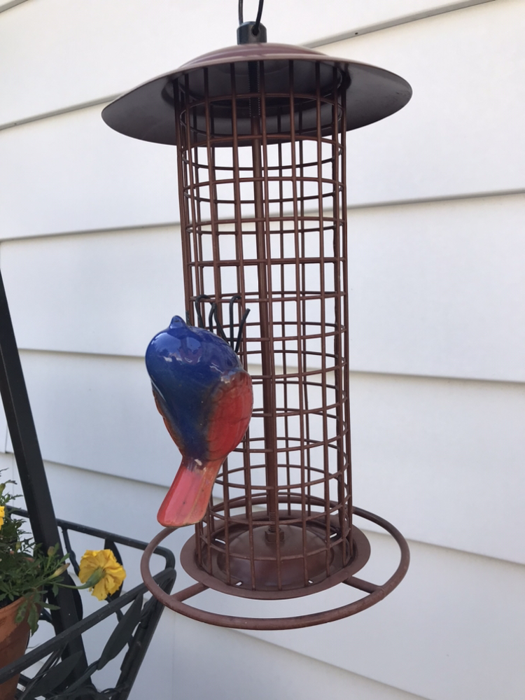 Metal peanut bird feeder