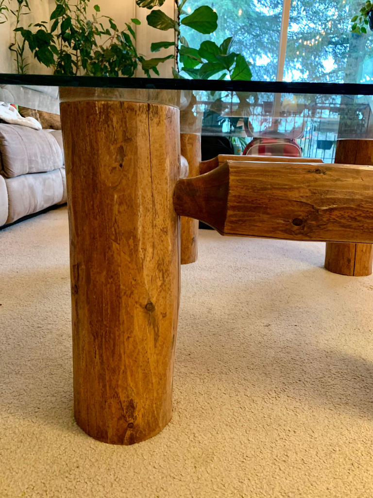 Rustic Oak Coffee Table with Glass Top image indicator(3)