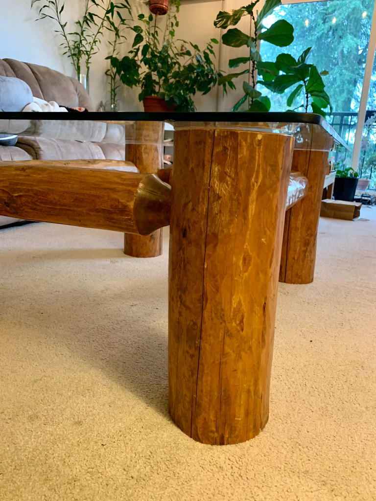 Rustic Oak Coffee Table with Glass Top image indicator(4)