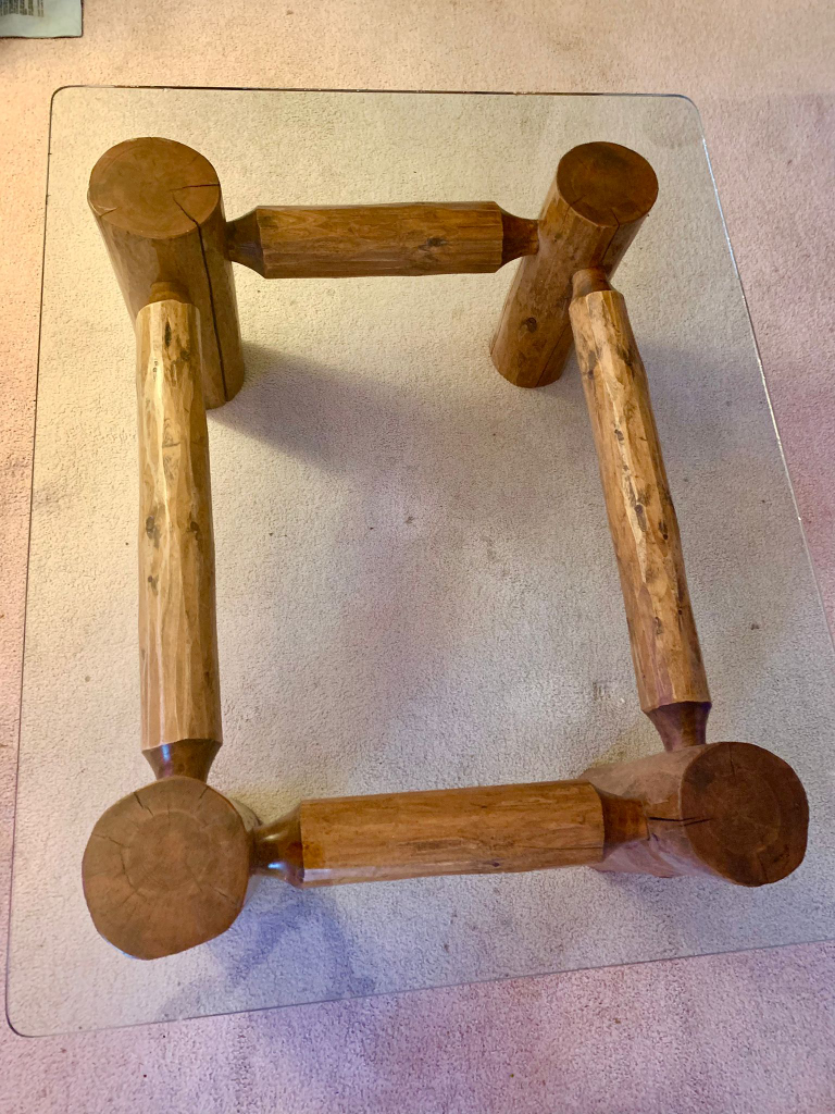 Rustic Oak Coffee Table with Glass Top image indicator(6)