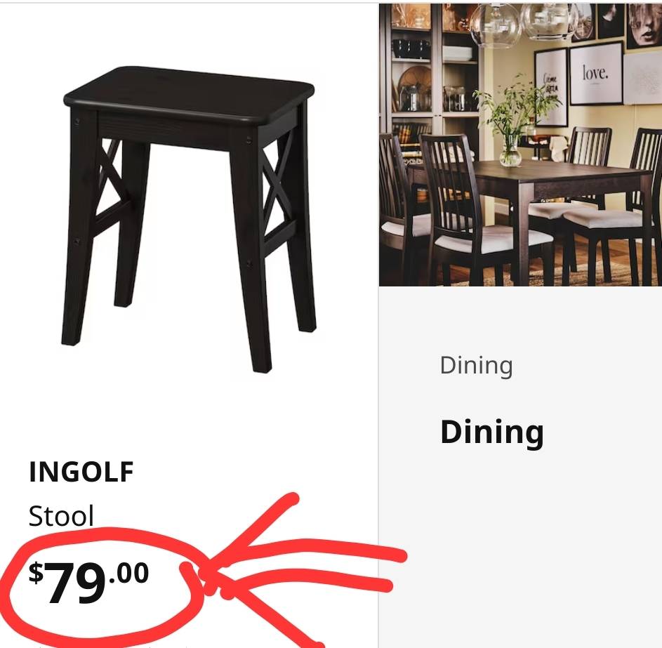 IKEA Ingolf Stool Solid Wood, Multipurpose, capacity 220lb thumbnail