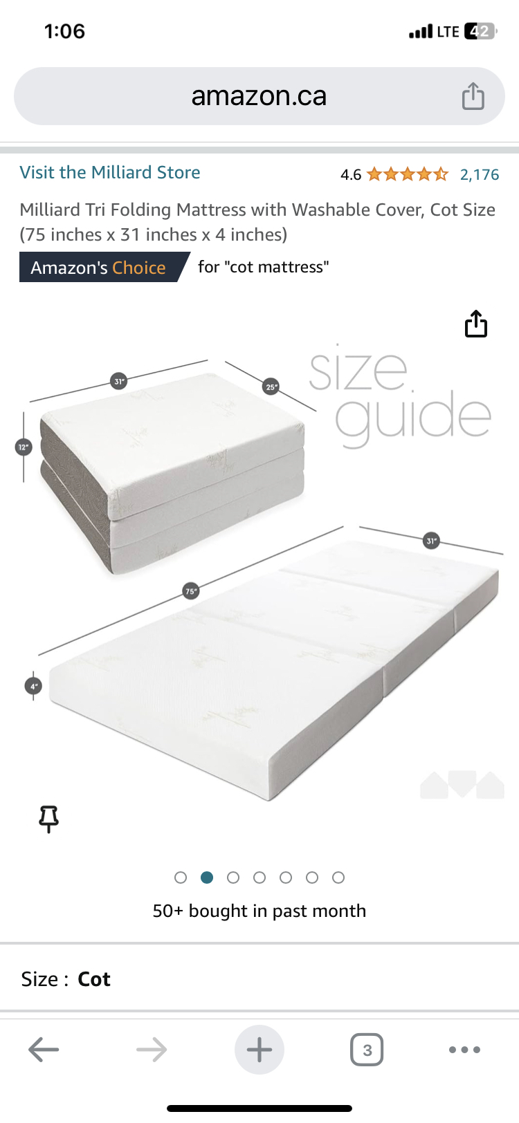 Tri Folding Mattress with Washable Cover from Amazon - photo 2