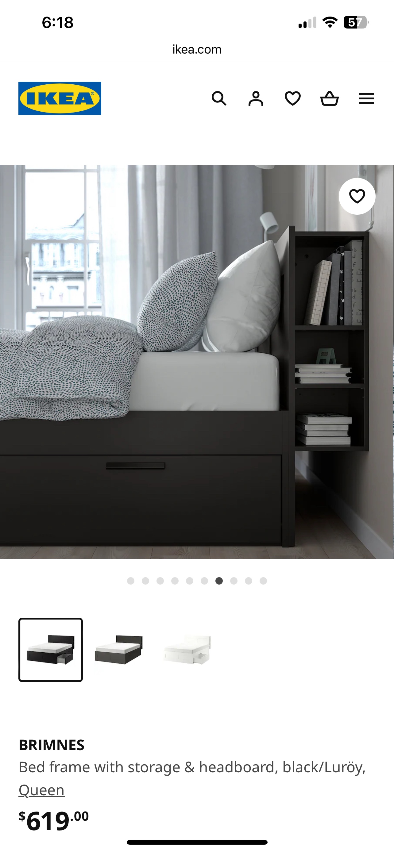 Ikea Brimnes Bed frame with storage & headboard