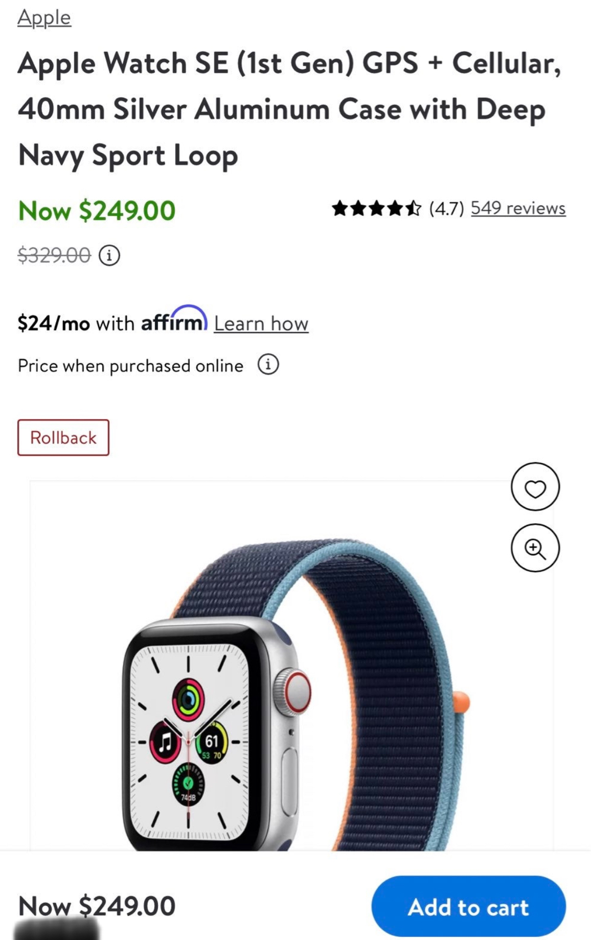 Apple Watch SE WITH Deep Navy Sport Loop - photo 4