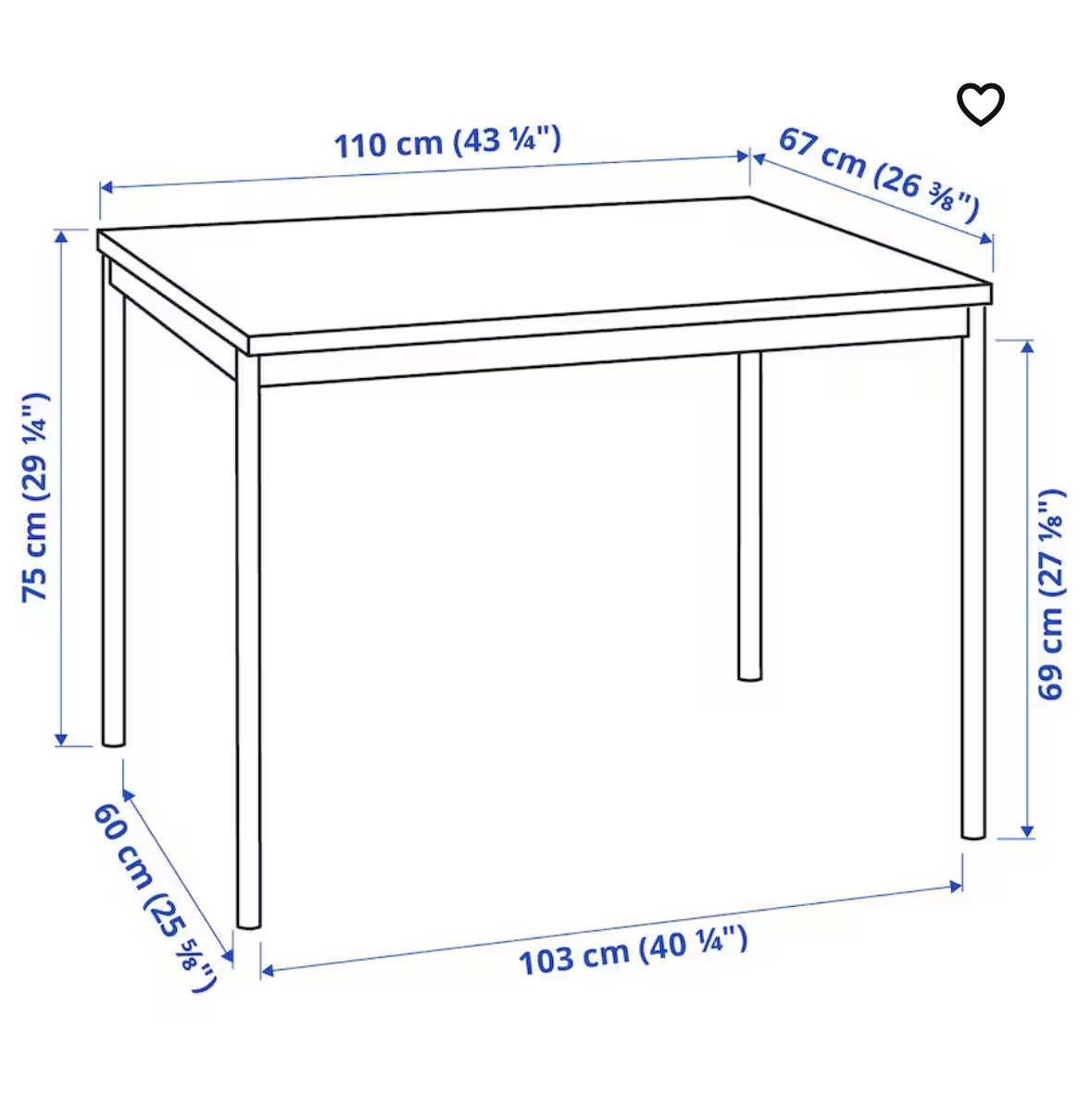 Ikea Black 4 Seater Table - photo 2
