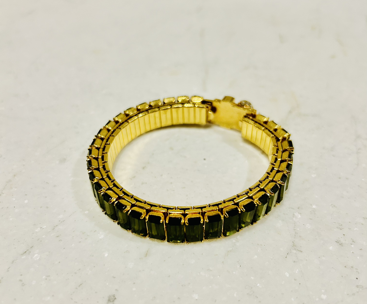 New Juicy Couture green crystal and gold stretch bracelet image indicator(5)