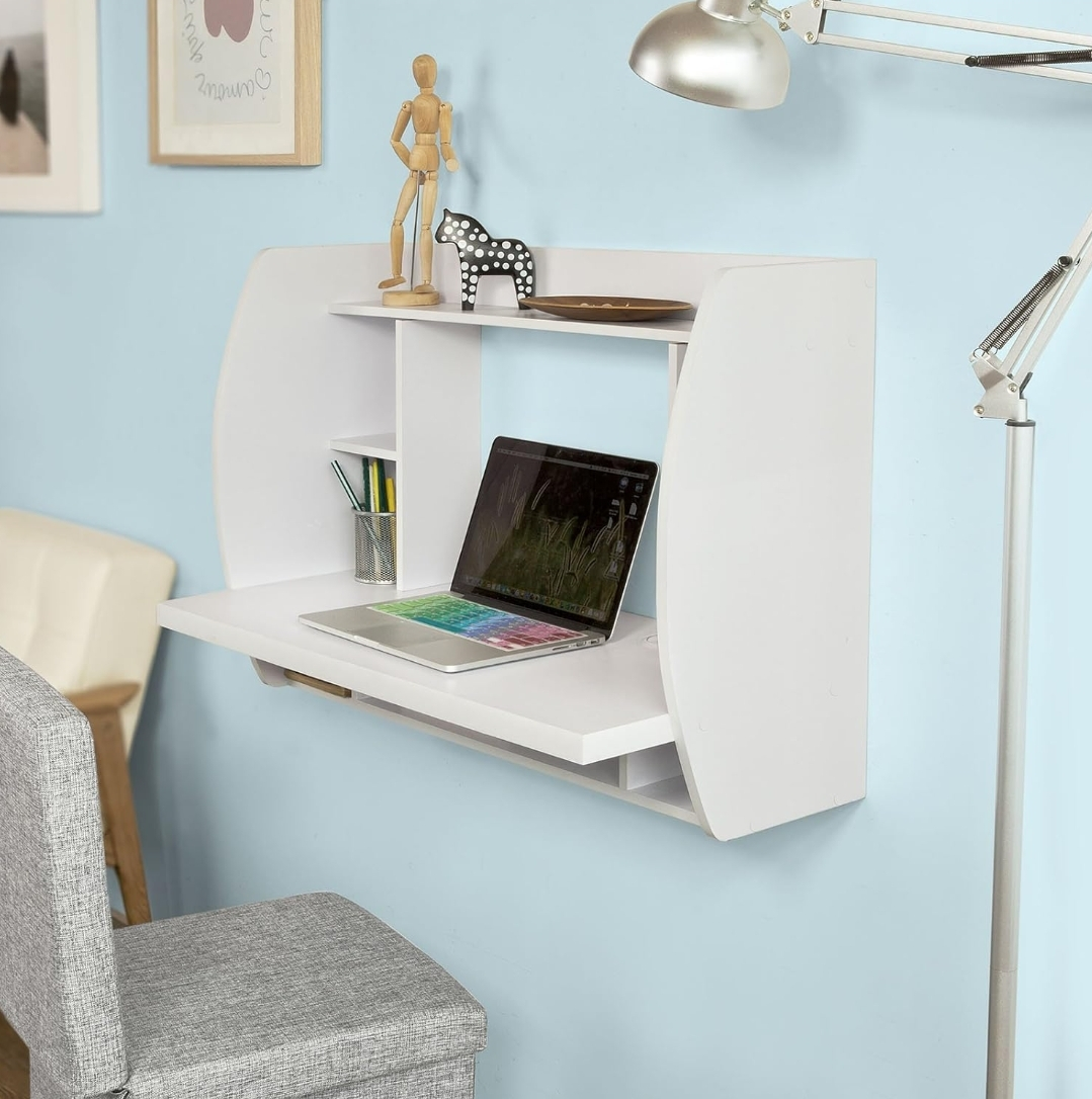 Haotian Home Office Workstation, Floating Desk Wall Mounted image indicator(5)