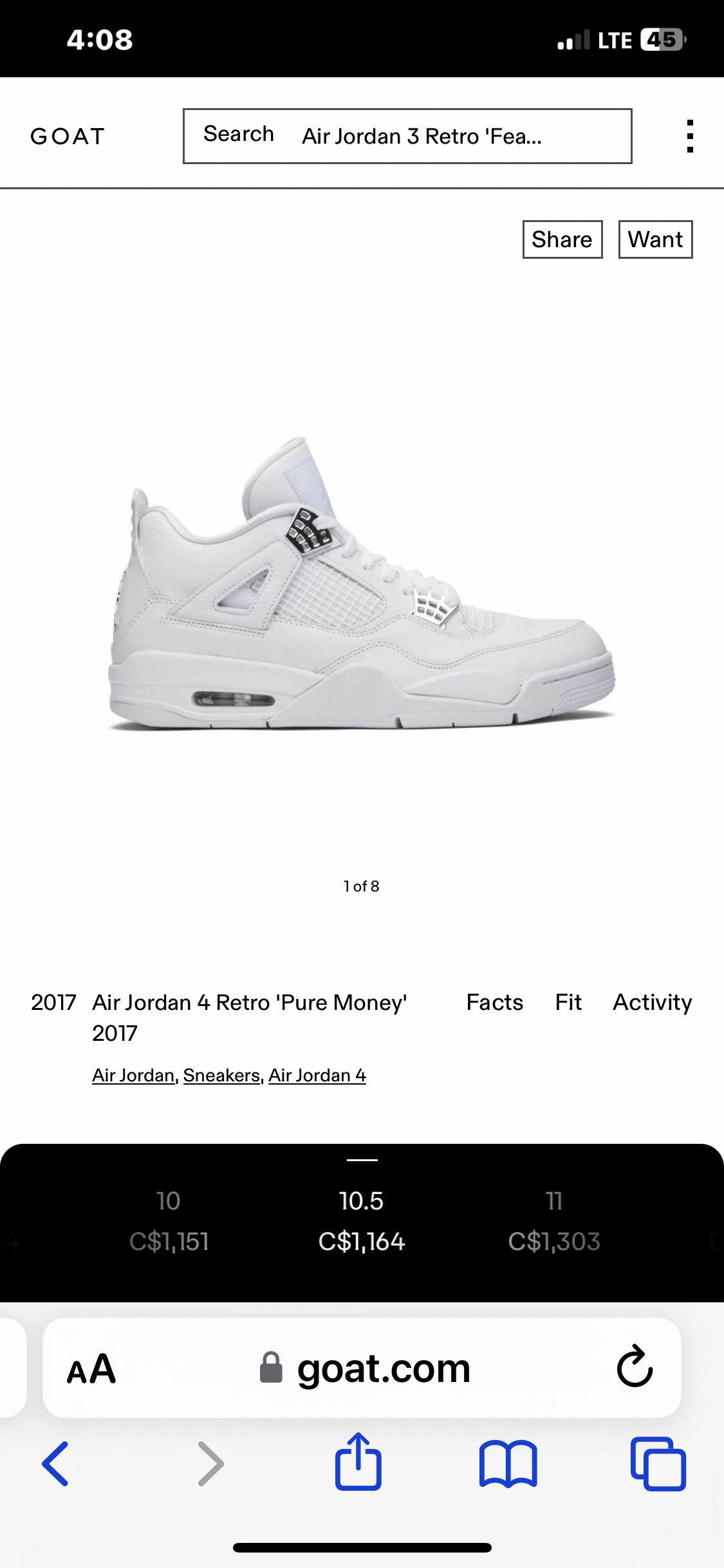 NIKE Jordan 4 Retro Pure Money (2017)