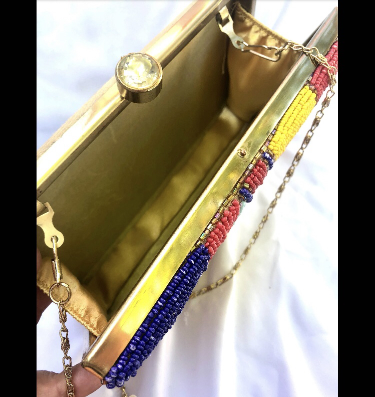 Vintage Beaded Clutch Bag, Seed Bead Crossbody Bag image indicator(7)