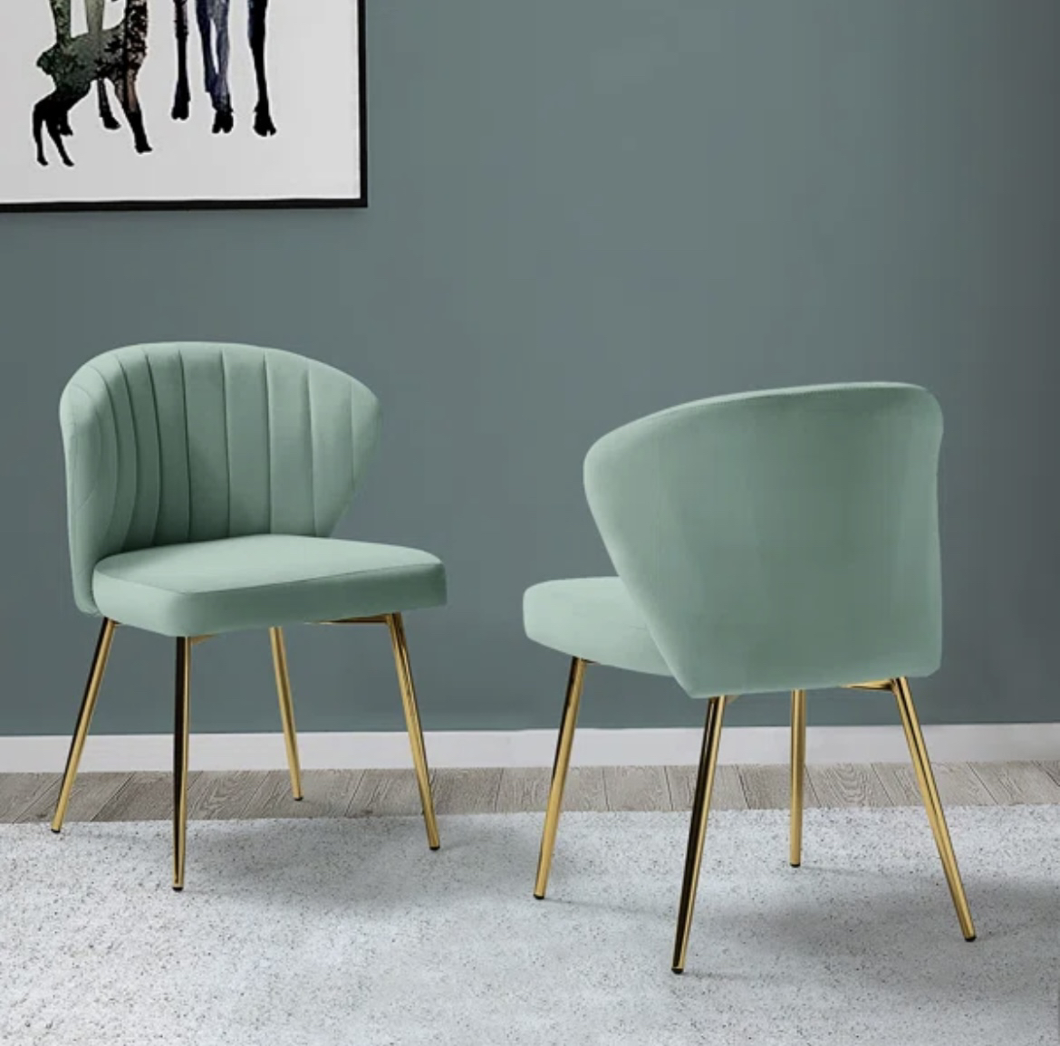 4 sage velvet chairs