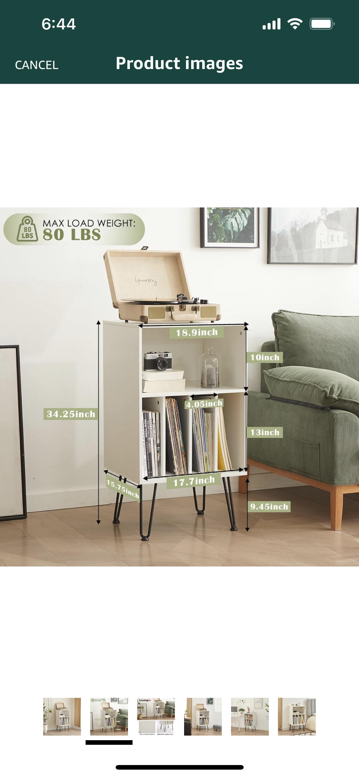 White LP Player Stand with Record Storage - photo 2