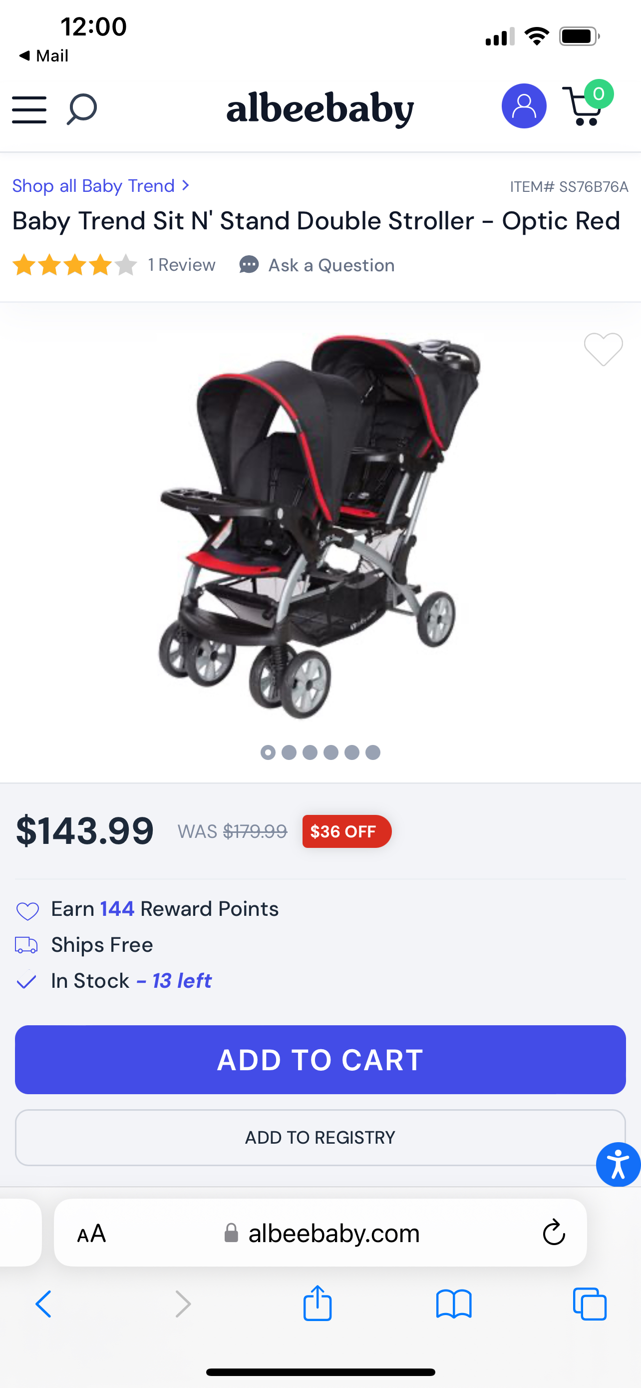 Baby Trend Sit N' Stand Double Stroller - Optic Red - photo 5