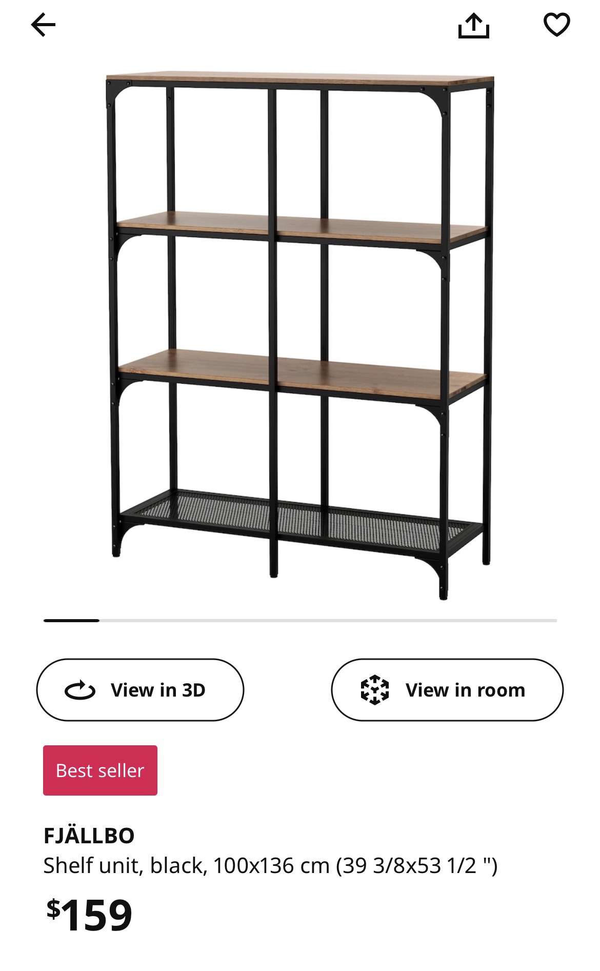 FJÄLLBO Shelf unit, black, 100×136 cm (39 3/8×53 1/2 ") - photo 3