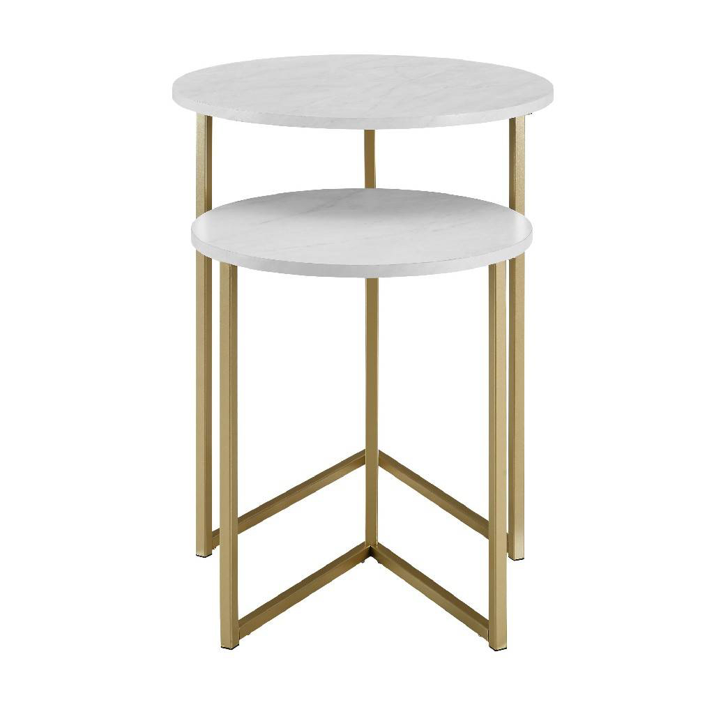 Side Tables in White Faux Marble/Gold - Walker Edison - photo 2