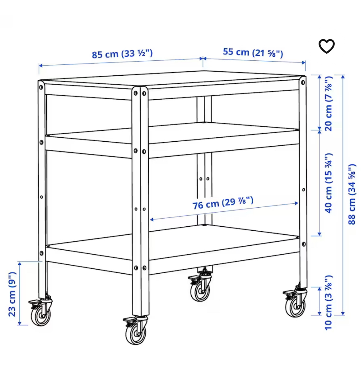 BROR Utility cart, white, 33 1/2x21 5/8 " - photo 3