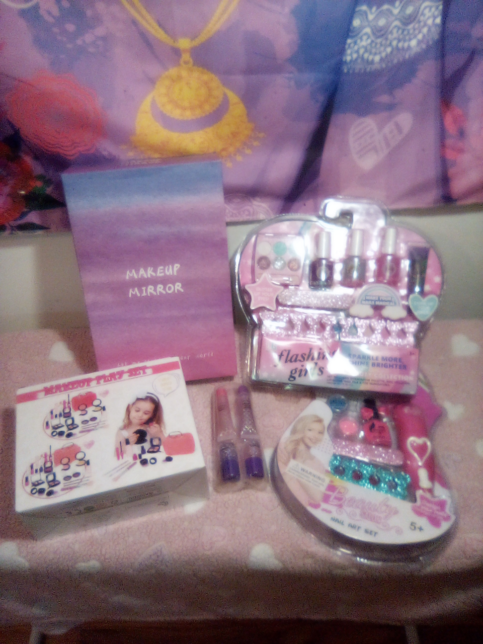 Young girls cosmetology combo makeup & nail set.
