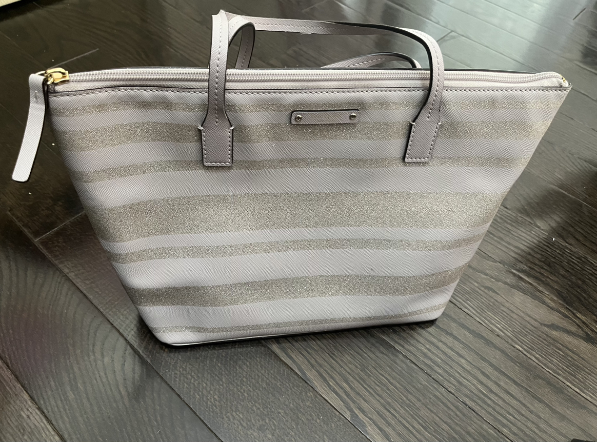 Kate Spade Hani Haven Lane glitter lilac grey/silver tote bag - photo 3