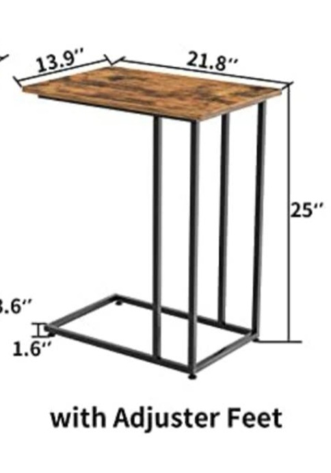 Side Table, C Shaped End Table for Sofa Couch, Laptop and Bed
