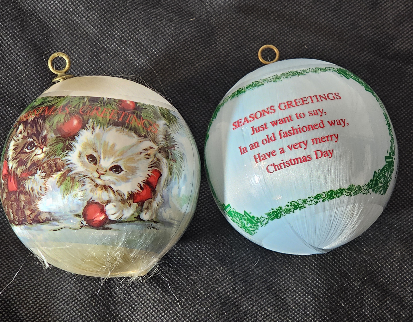 #freecycle 2 Silk Christmas Ball Decorations