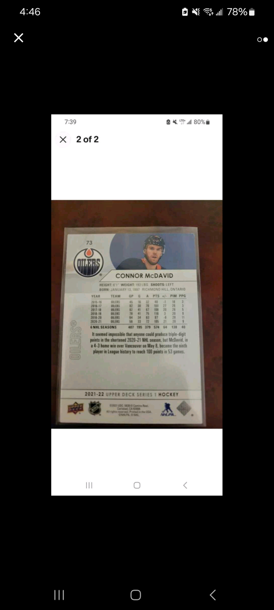2021-22 Upper Deck Connor McDavid Edmonton Oilers Hockey Card image indicator(2)