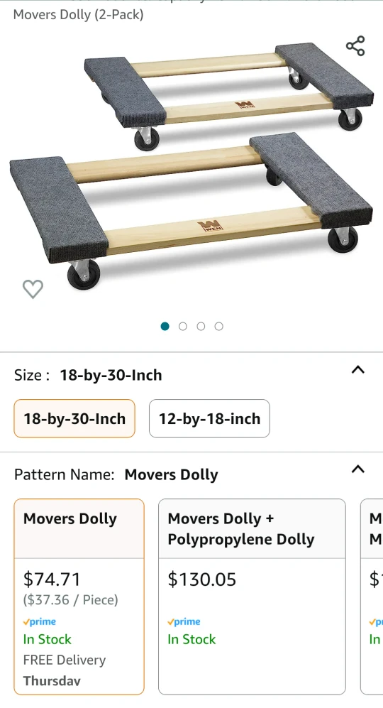 2 18x30in Moving Dollys - 2000lbs Static Load Capacity image indicator(4)