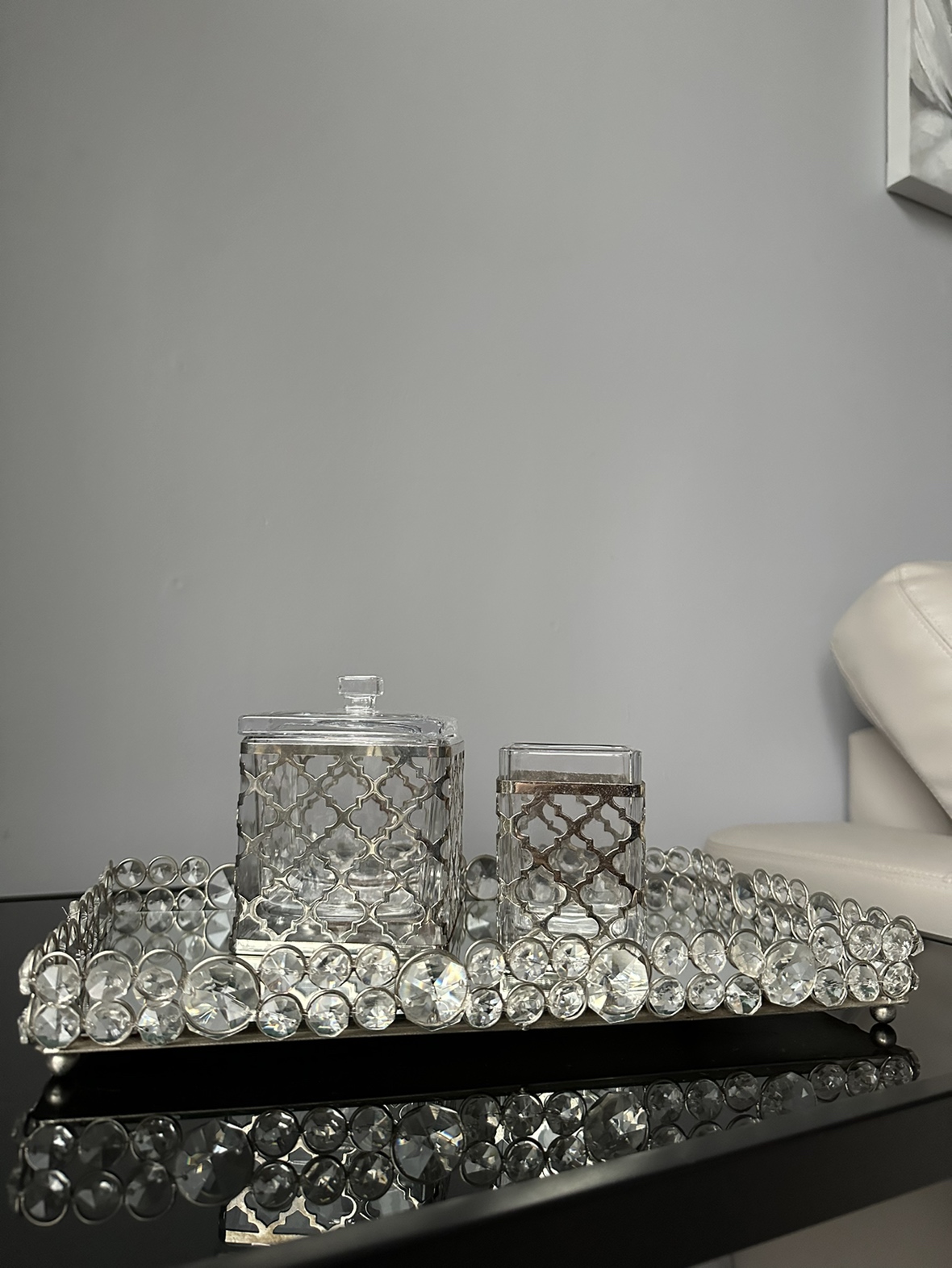 3pcs Mirrored tray and containers