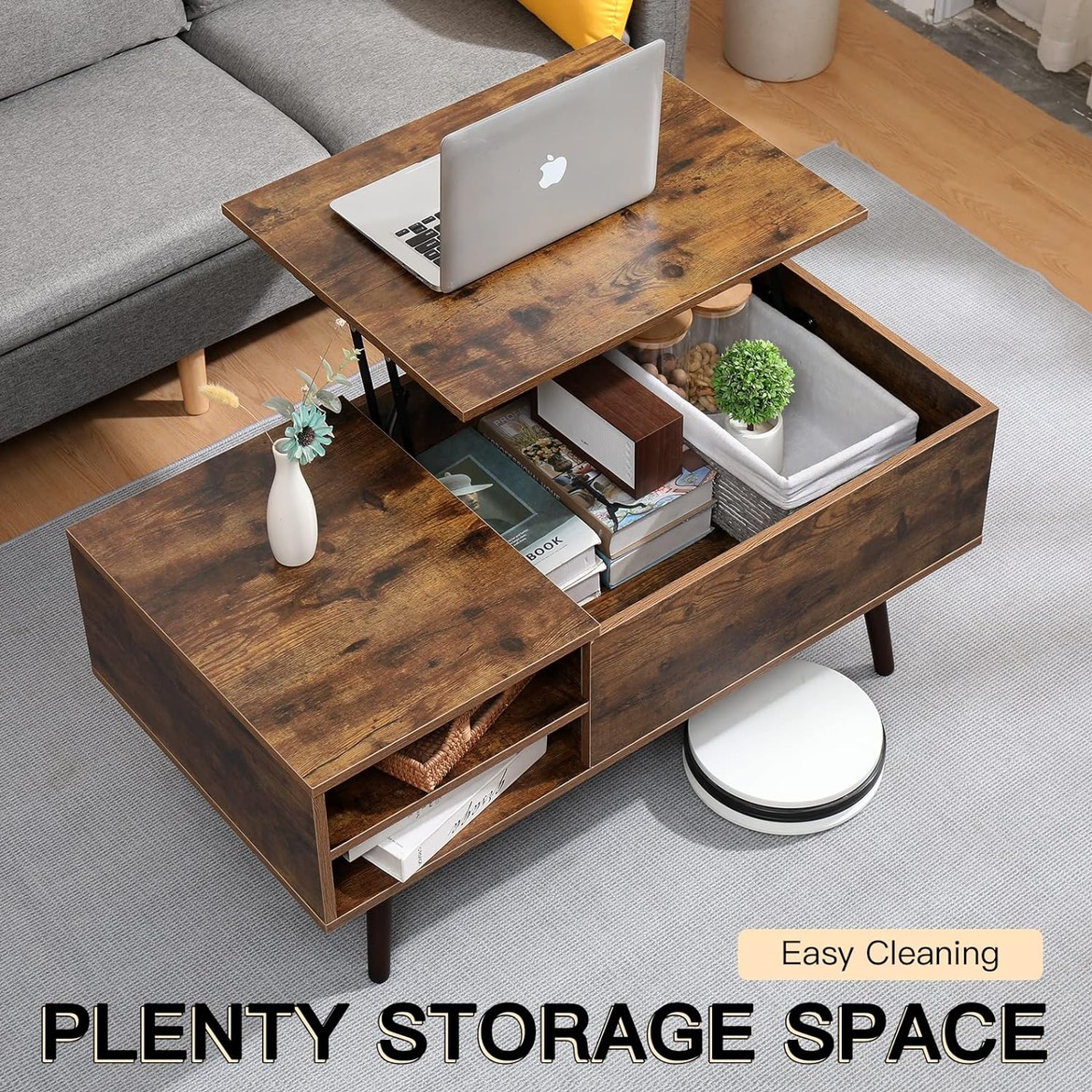 Lift-top coffee table with storage - photo 2