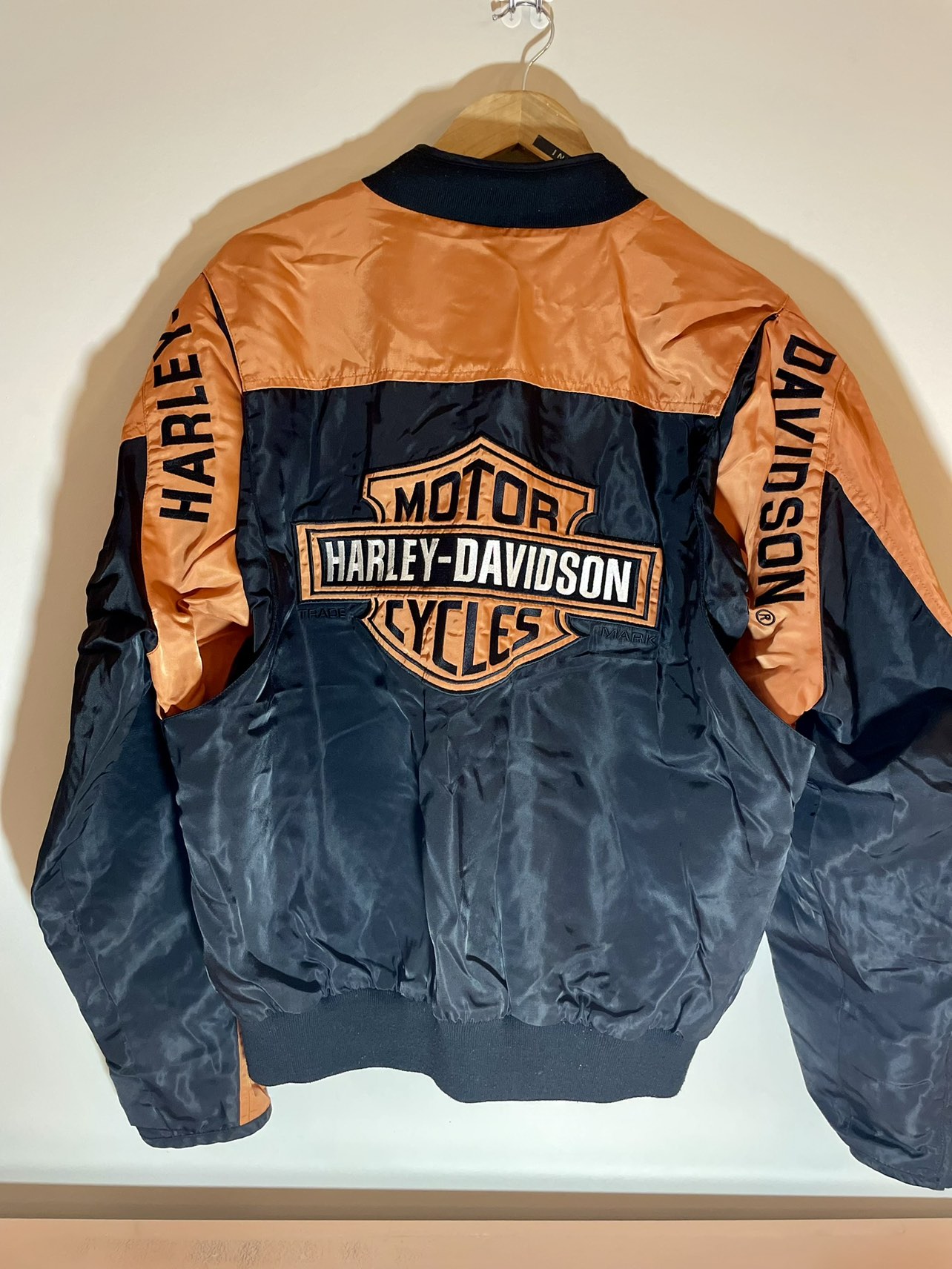 Harley Davidson Jacket Black Orange Logo Windbreaker - Med - photo 2