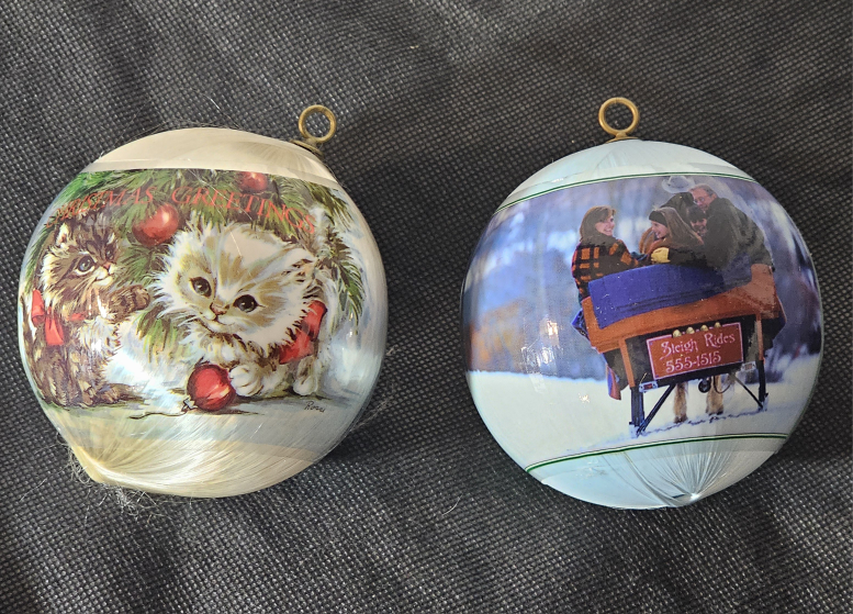 #freecycle 2 Silk Christmas Ball Decorations - photo 2
