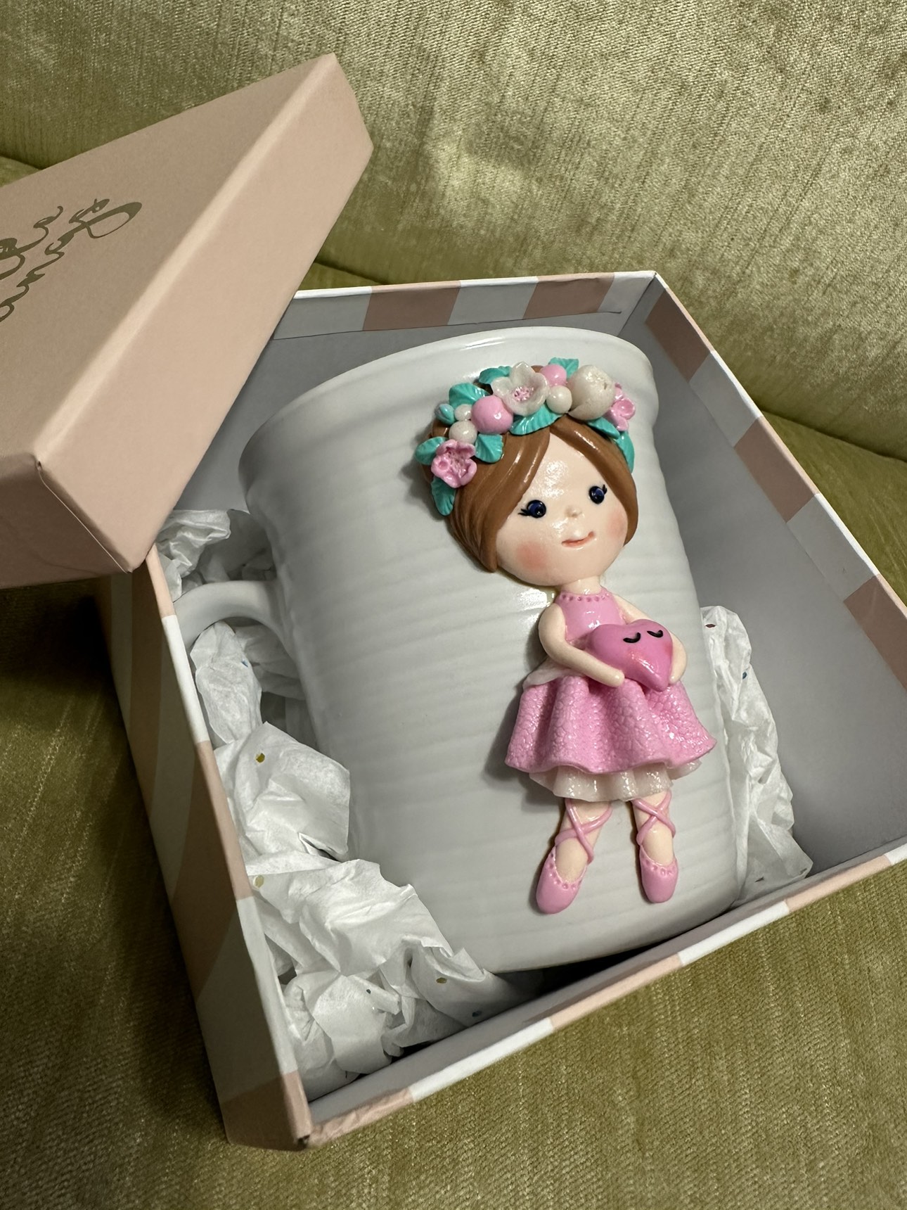 New: Super cute gift: mug with polymer clay decoration image indicator(2)