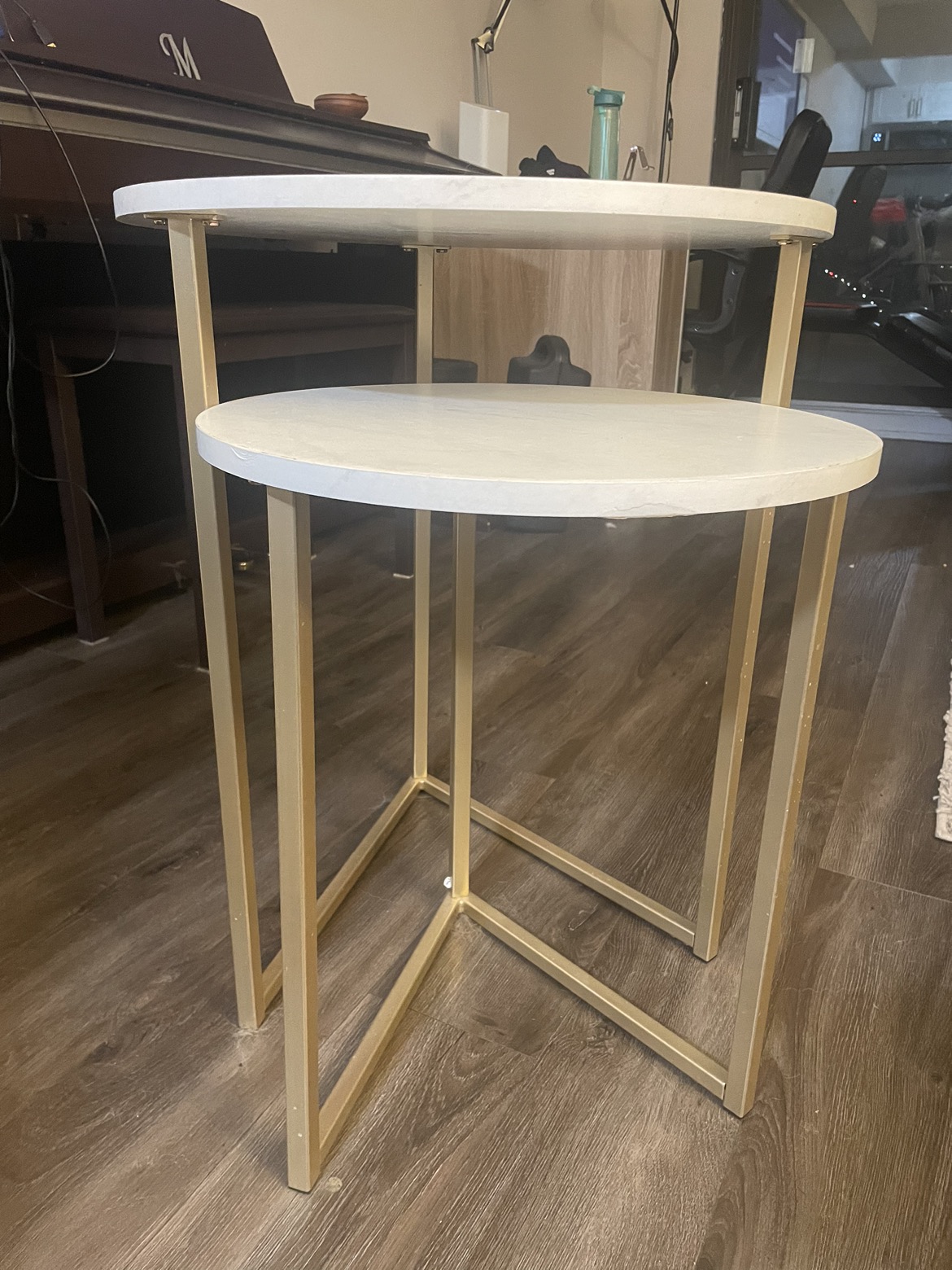 Side Tables in White Faux Marble/Gold - Walker Edison