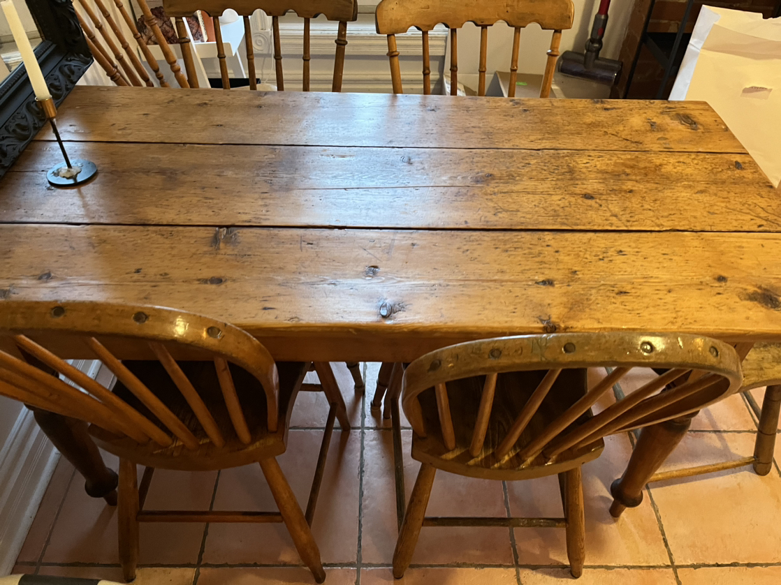 Antique Pine Harvest Kitchen Dinning Table - photo 3
