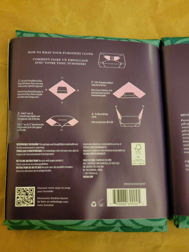 New Tatcha Furoshiki Cloth gift wrap - can be used as scarf image indicator(4)