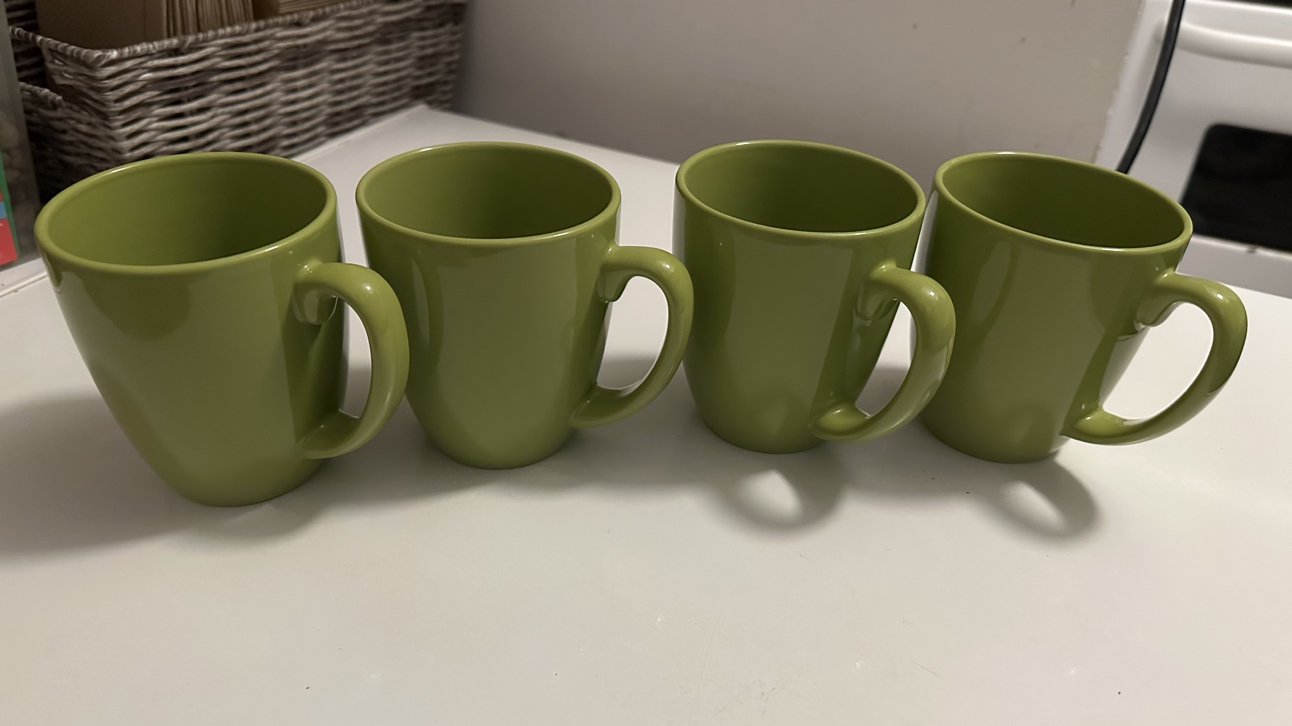 Corelle Stoneware Mugs, 11-oz, Set of 4, Yellow Green thumbnail