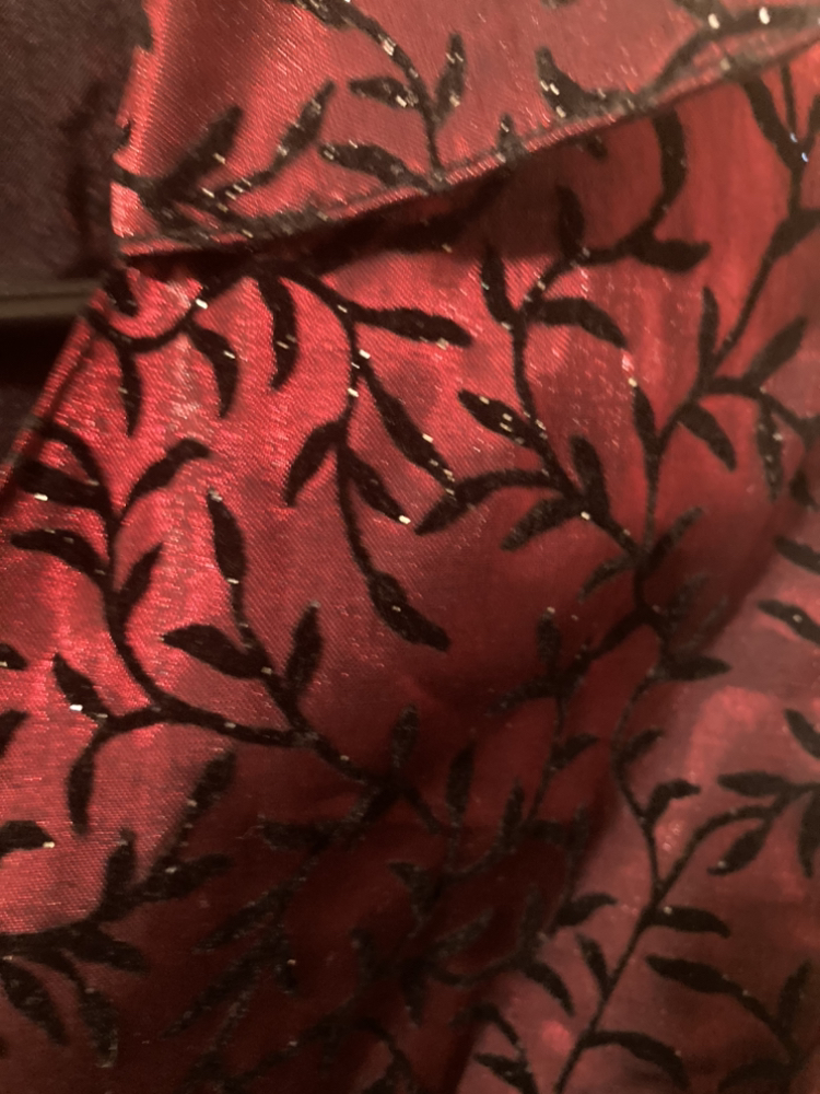 Vintage 90s Metallic Red Blouse with Black Velvet Floral print - photo 3