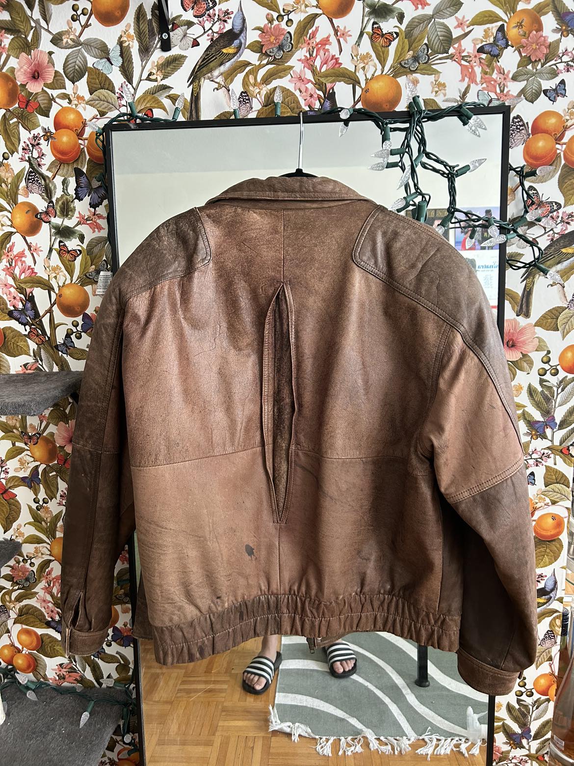 Vintage Oversized Brown Leather Jacket - photo 3