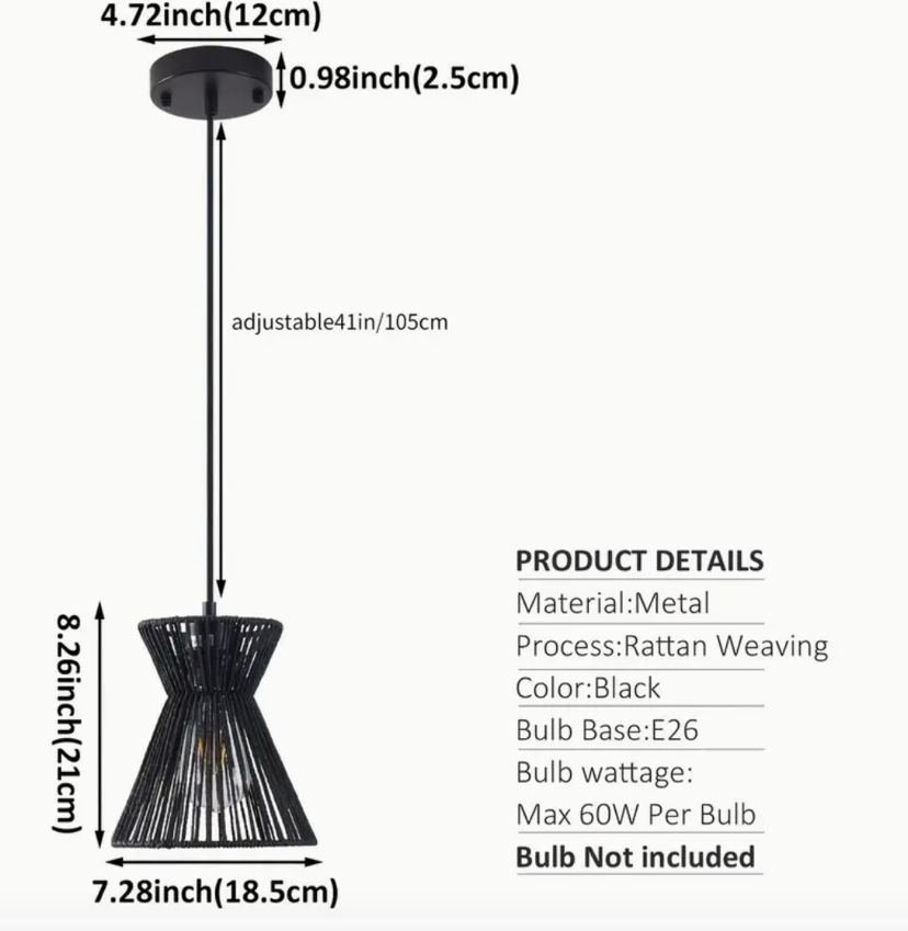 ‼️FINAL PRICE‼️Black rattan chandelier boho hanging light image indicator(6)