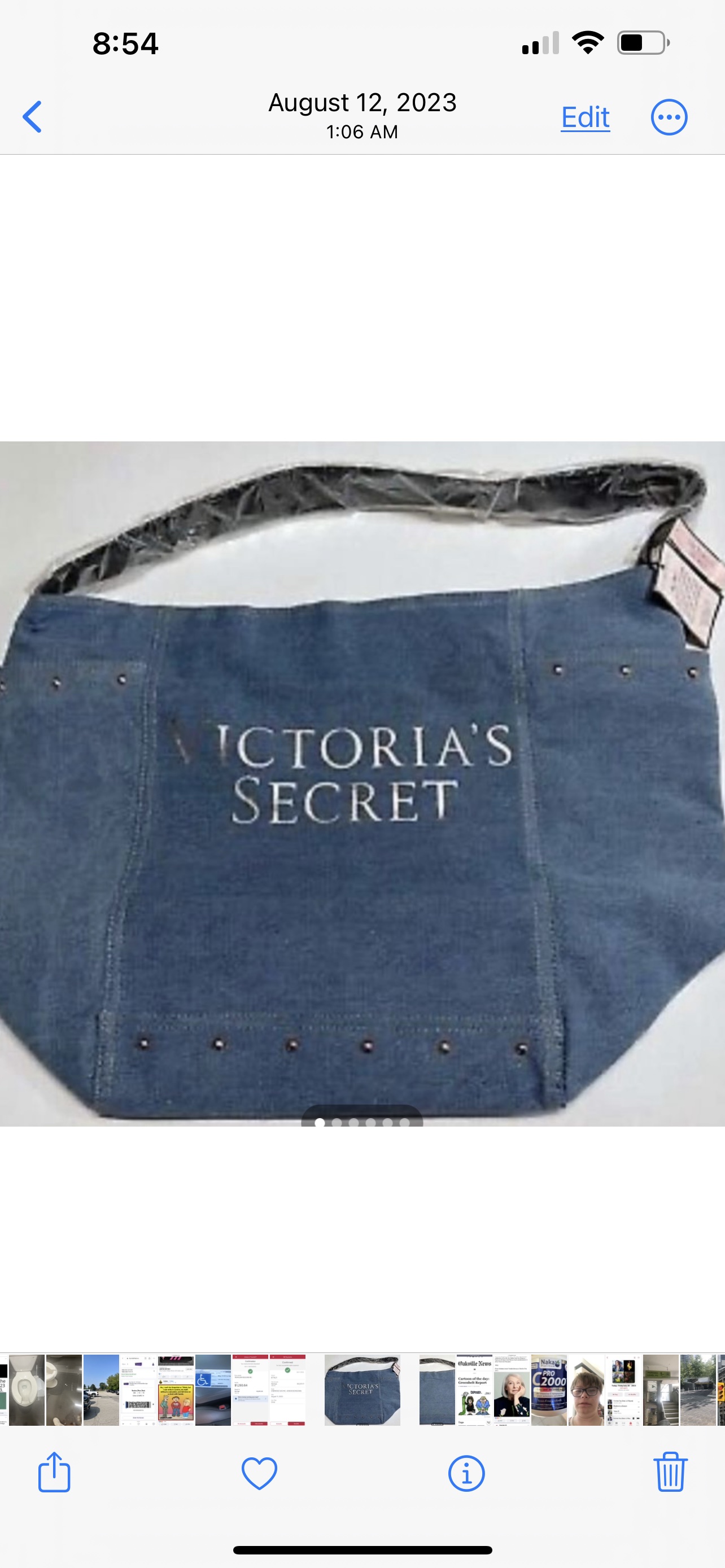 VICTORIA’S SECRET Denim Rose Gold Studded Tote Bag -NEW-TAGS!!