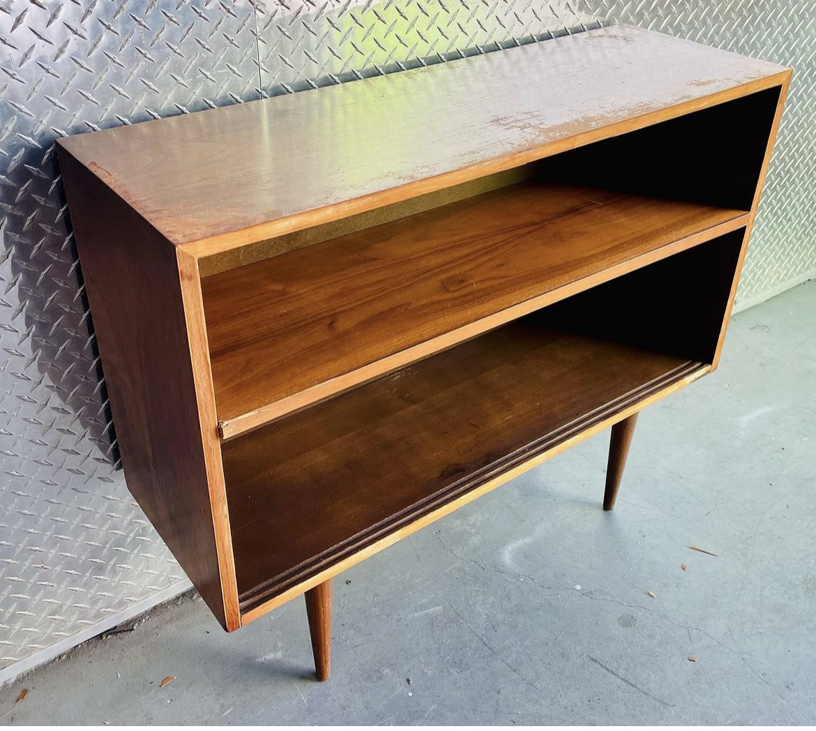 Vintage MCM Solid Wood Bookcase on Legs  (Needs some TLC) - photo 3