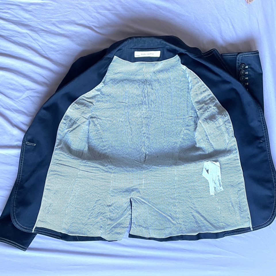 Zara Denim Blazer Women Sz Small image indicator(6)