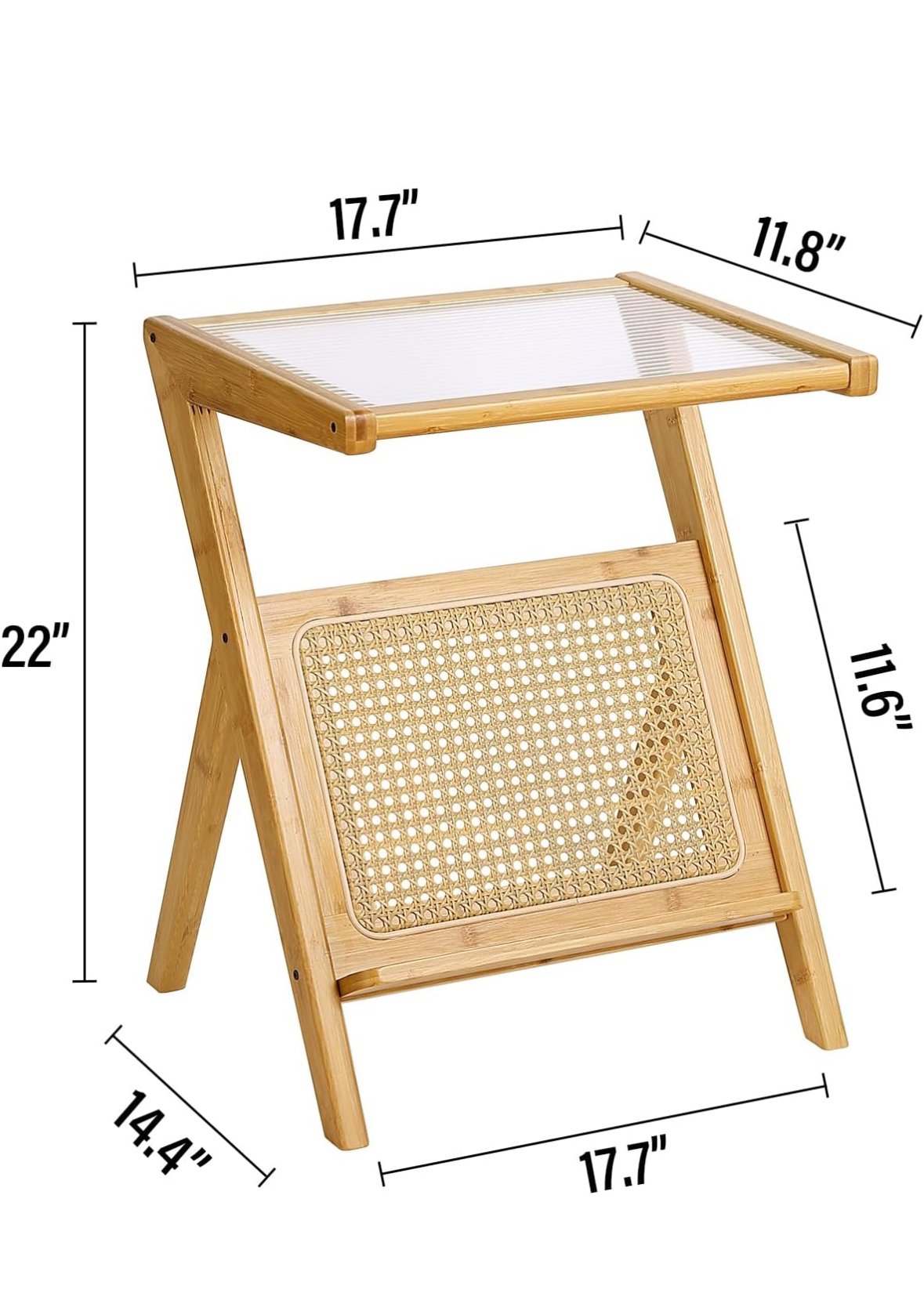 Bamboo Wooden and Glass Side Table - photo 2