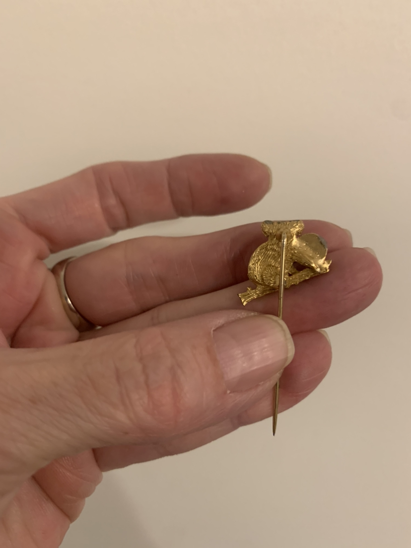 Vintage koala stick pin w/opal from Australia (missing stopper) image indicator(3)