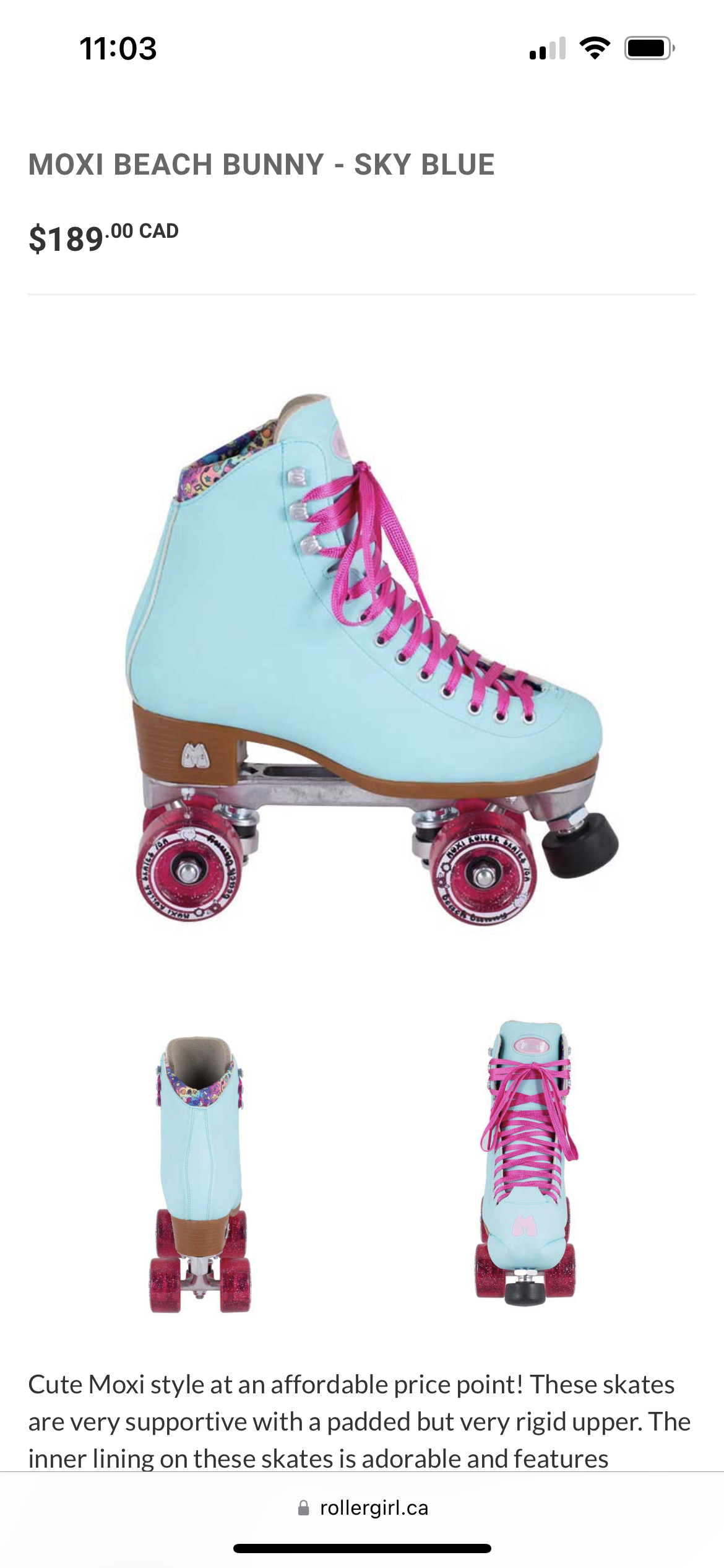 MOXI beach bunny roller skates size 7 - photo 4
