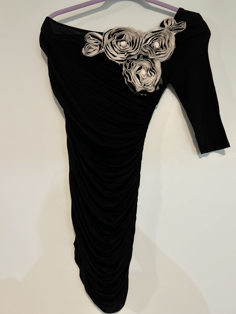 Black with flowers fitted dress