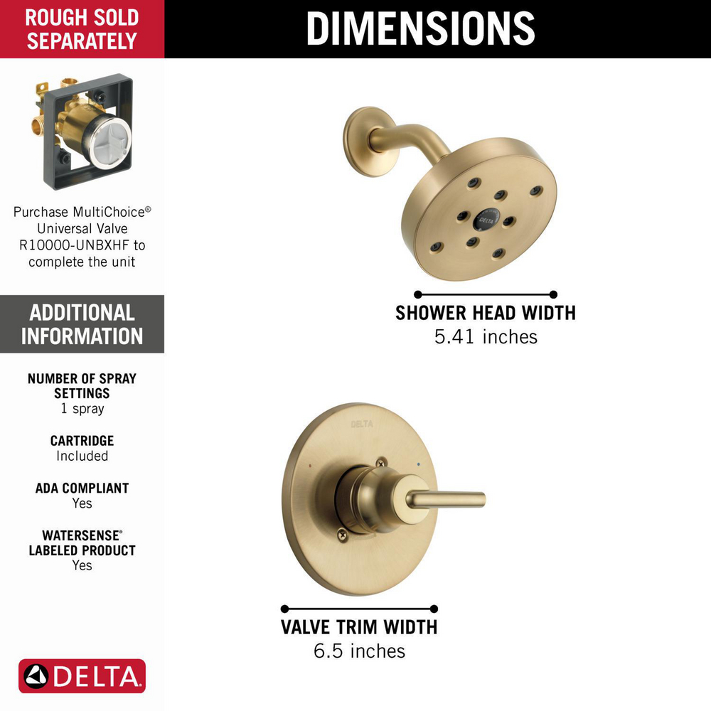 Delta Trinsic 14 Series MC Shower Trim in Champagne Gold image indicator(2)