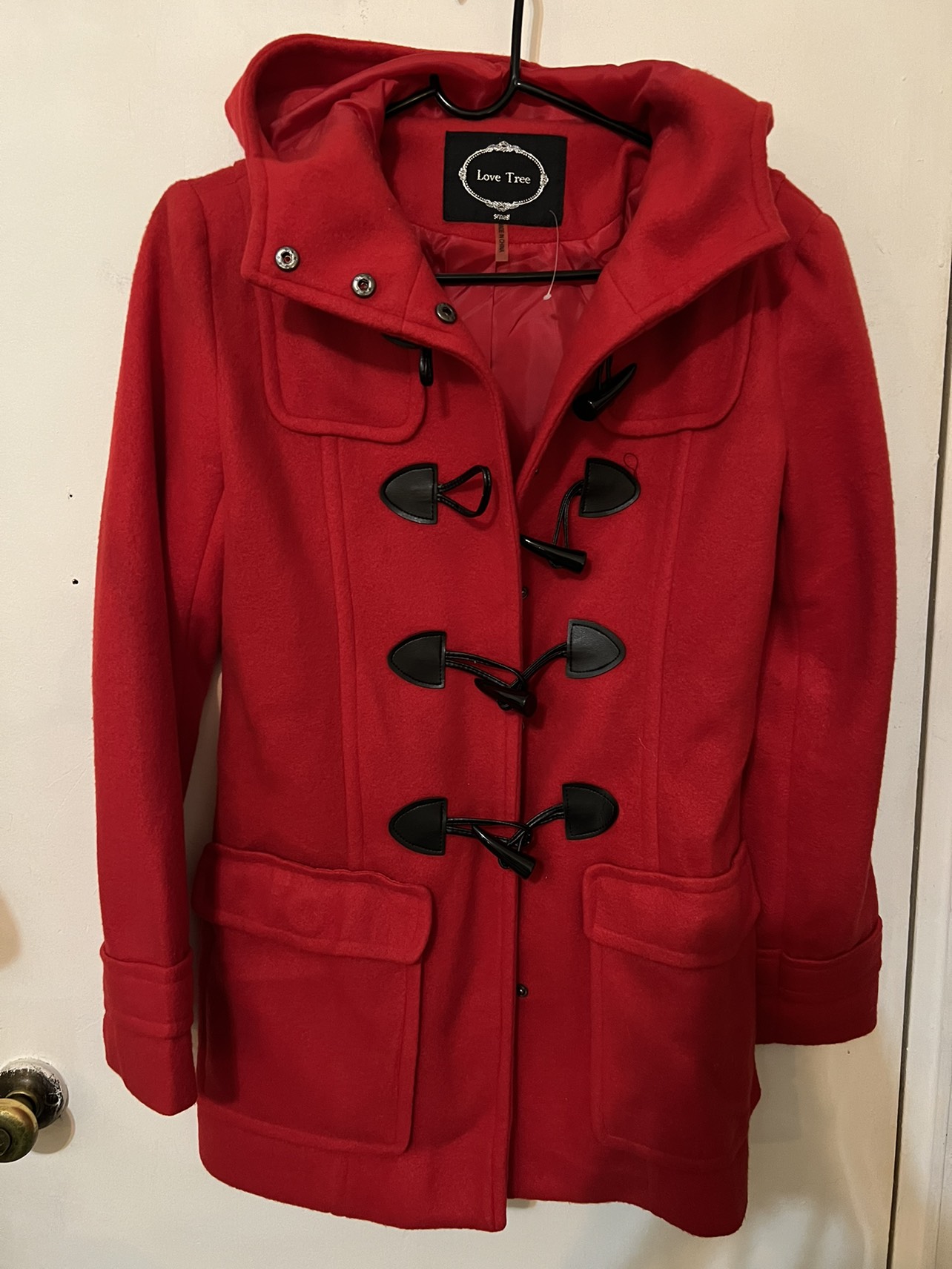 Fleece hooded coat cute trendy red color 🥕