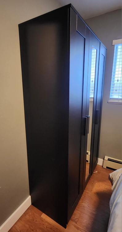 Black wardrobe with 3 doors and mirror