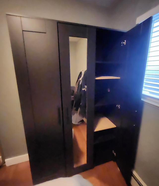 Black wardrobe with 3 doors and mirror - photo 3