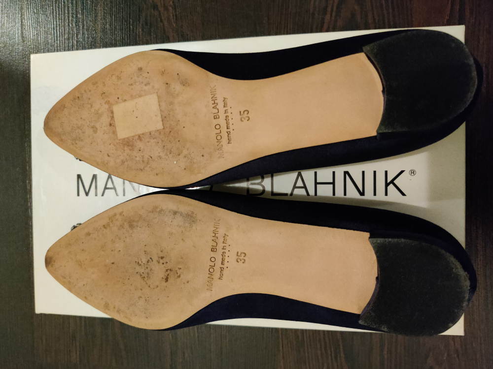Manolo Blahnik purple blue satin flats image indicator(5)