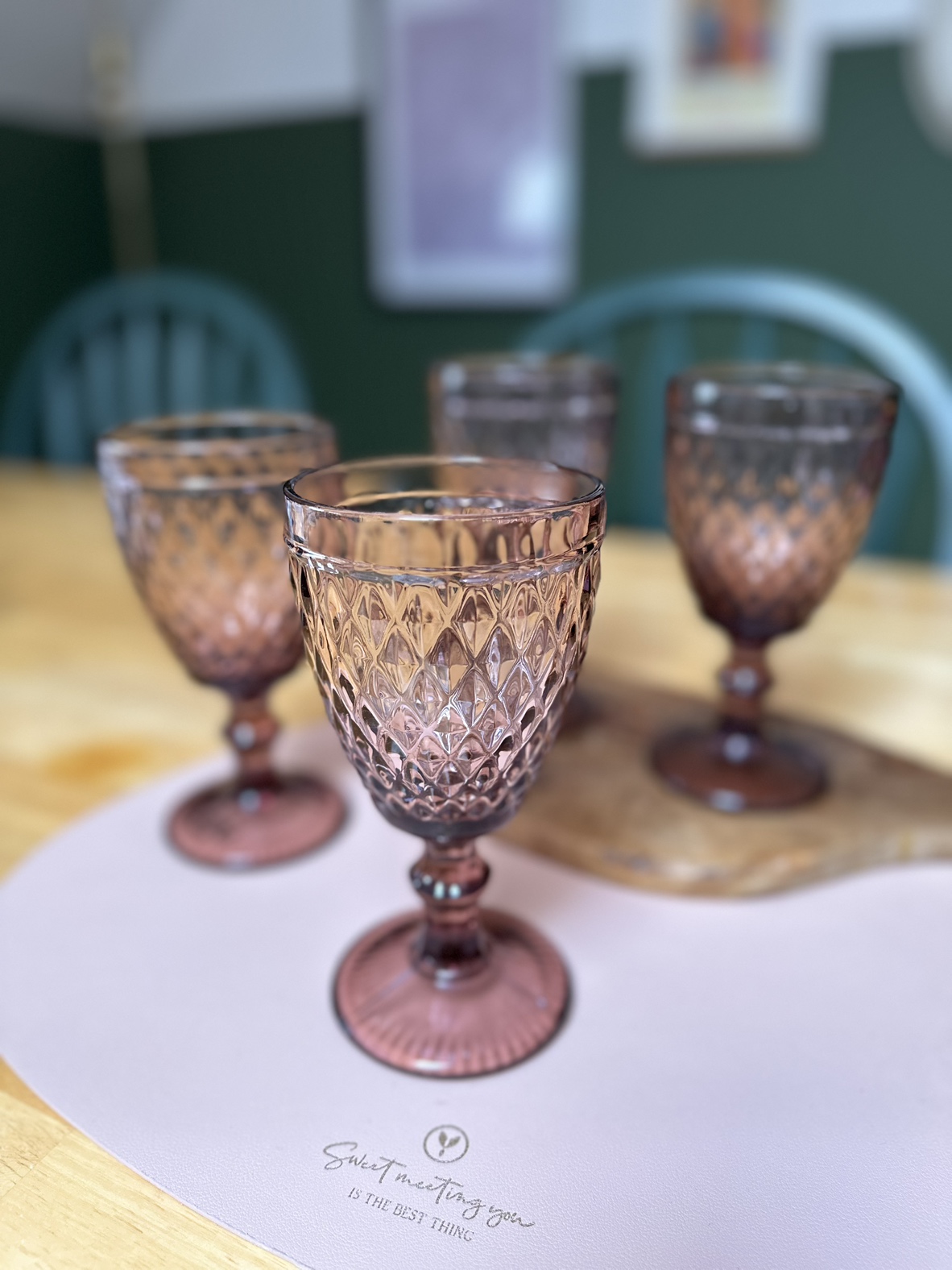 Dibor Glassware Set of 4 | Rococo Pink Wine Goblets